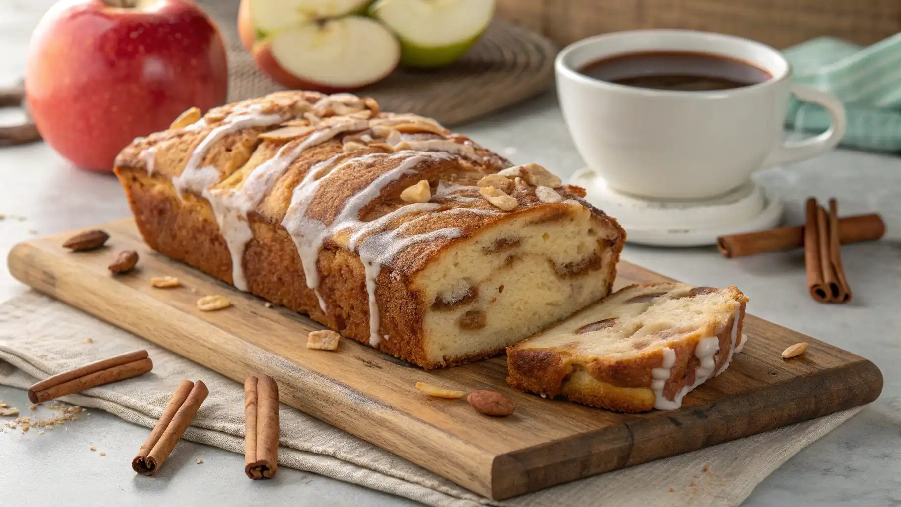 Homemade Country Apple Fritter Bread Loaf