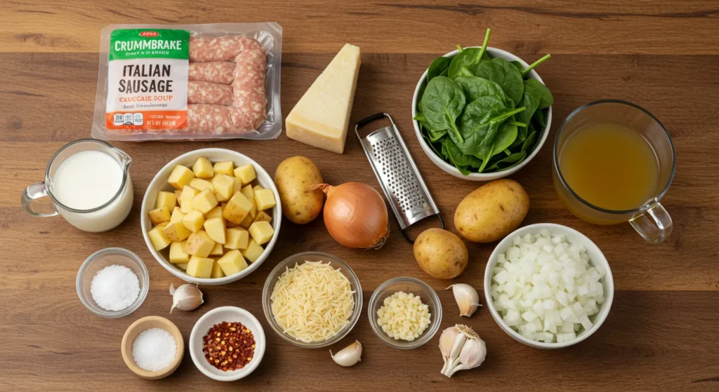 Fresh Ingredients for Italian Sausage Soup
