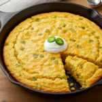 Golden Jiffy Mexican Cornbread in a Baking Dish
