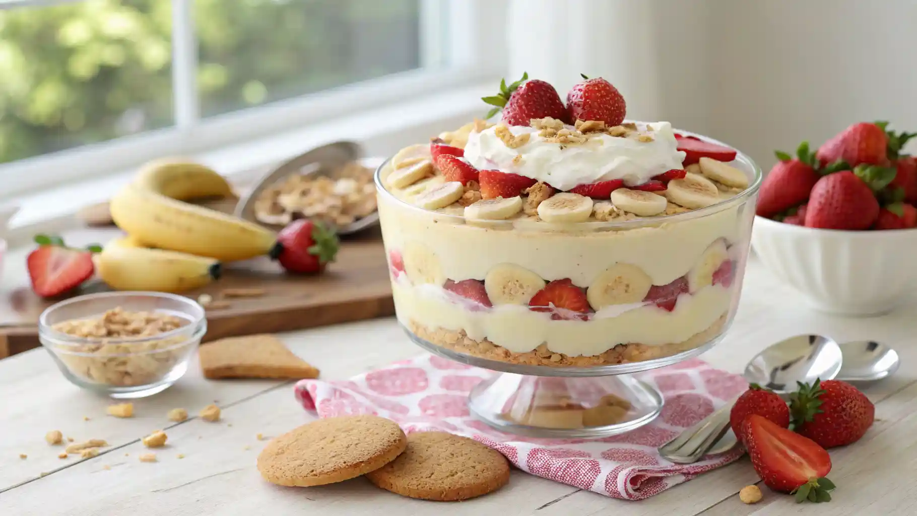 Layered Strawberry Banana Pudding Dessert