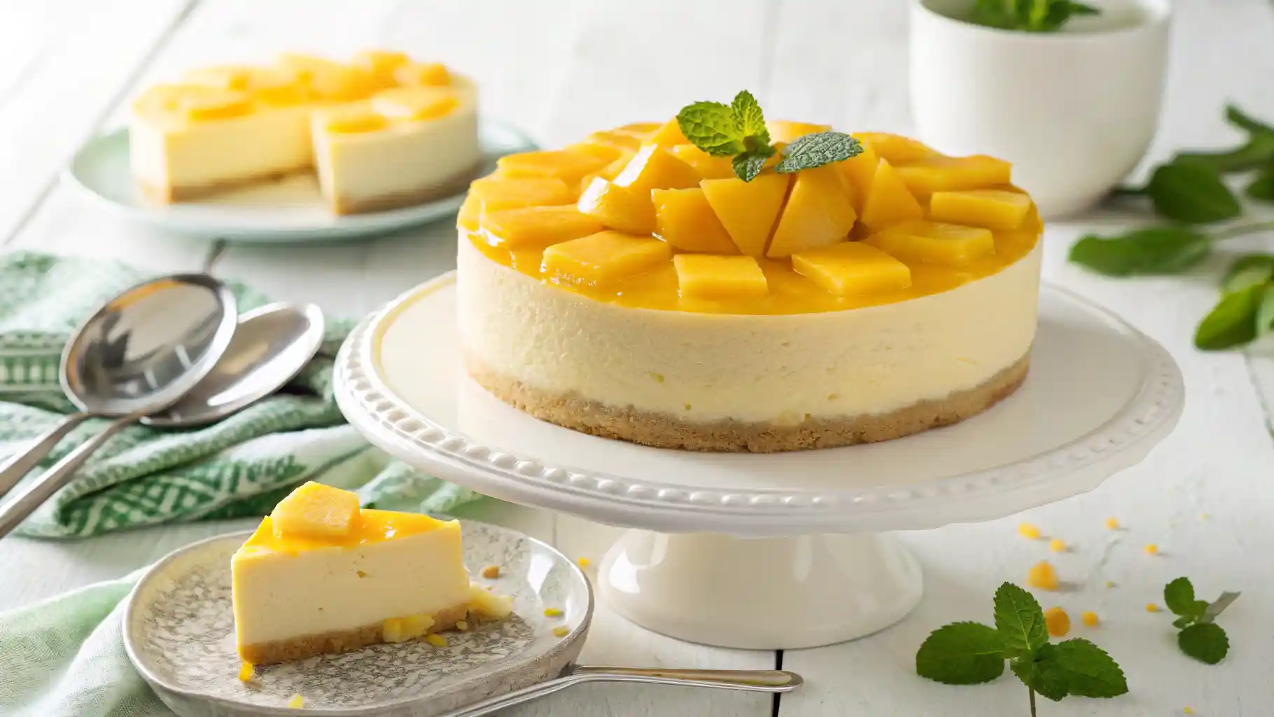Mango Mousse Cake with Creamy Layers and Fresh Mango
