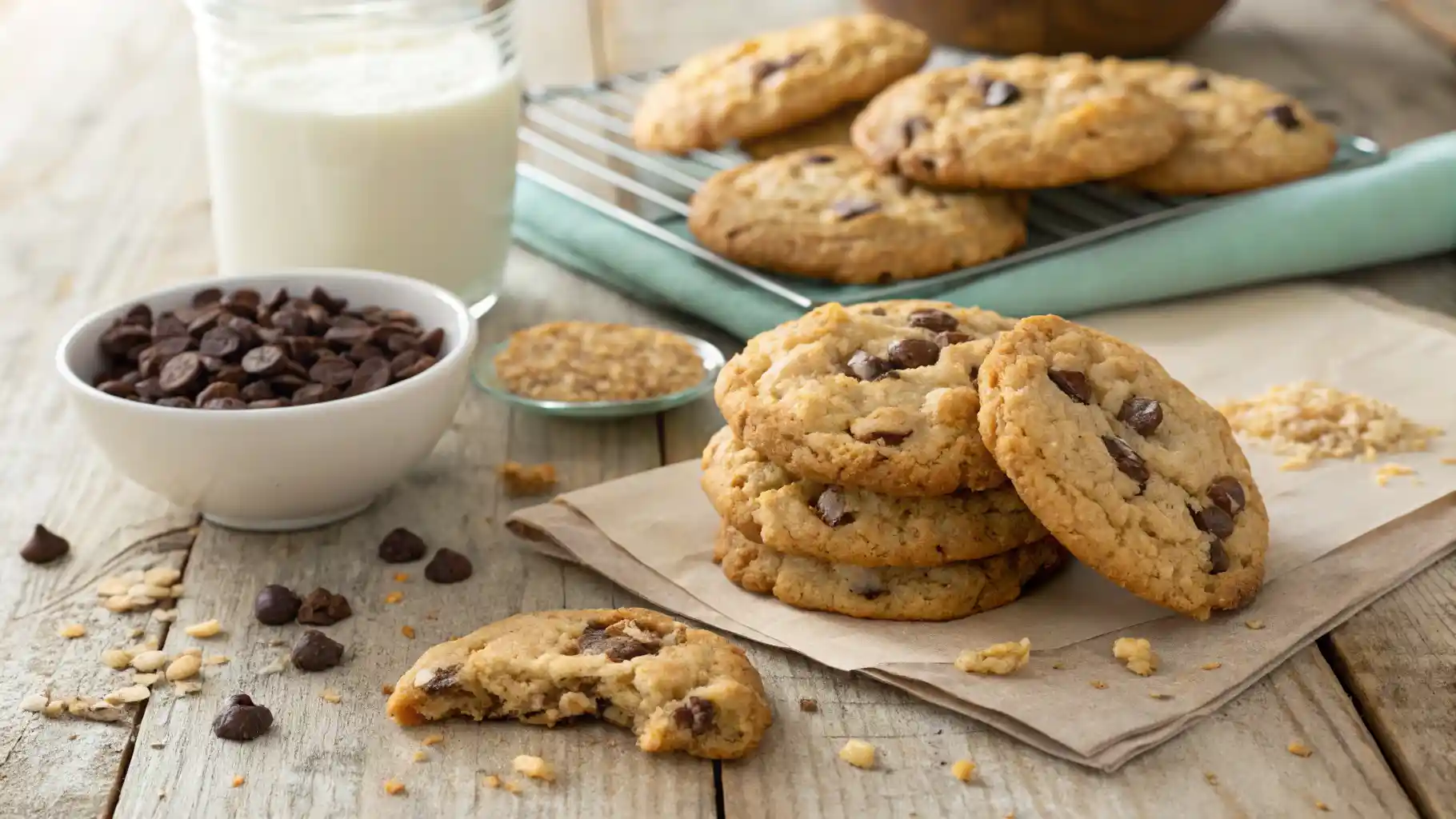 Freshly Baked Rice Krispie Chocolate Chip Cookies