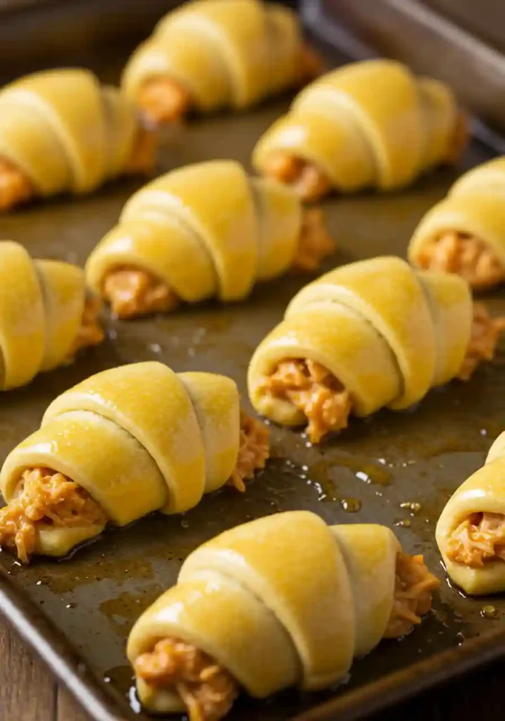 Brushing Crescent Rolls for Golden Finish