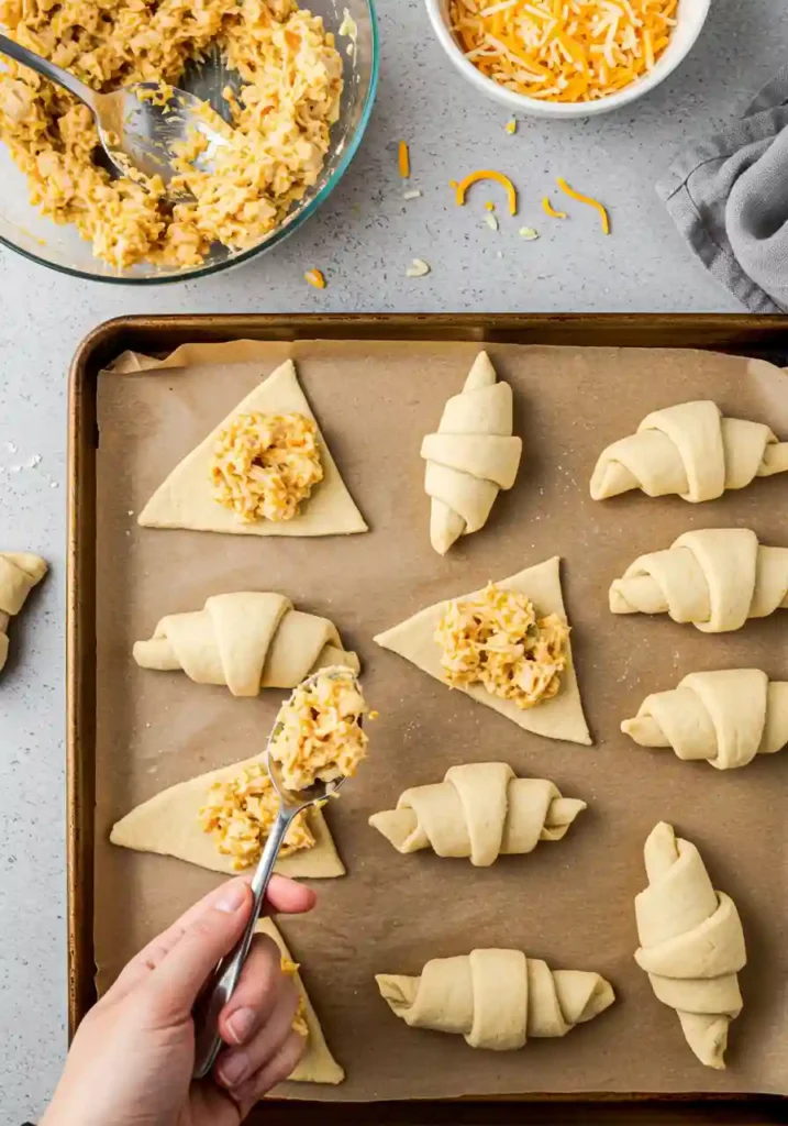 Stuffing Crescent Rolls with Chicken Mixture