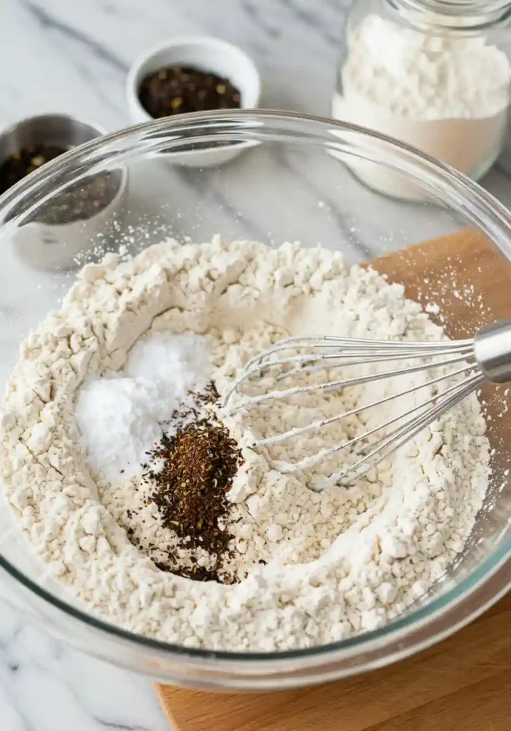 Earl Grey Cookie Dry Ingredients Mixed in Bowl