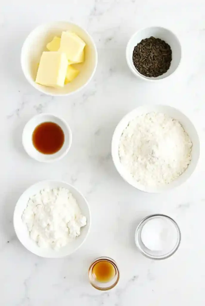 Baking Ingredients for Earl Grey Cookies on Counter