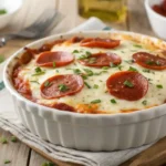 Cottage Cheese Pizza Bowl served in white ceramic dish