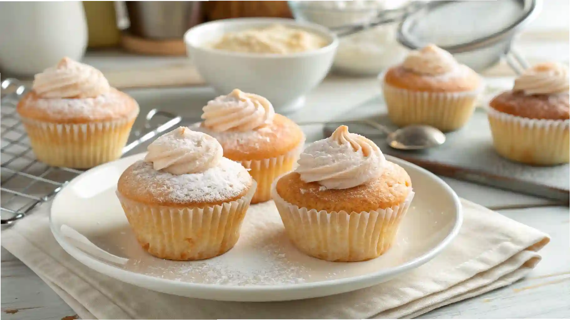 Golden Sugar Free Cupcakes on White Plate