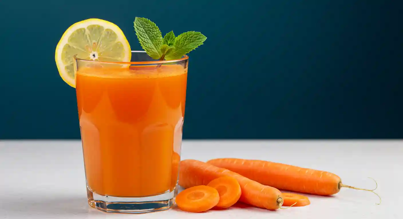 Fresh Carrot Juice in Tall Glass