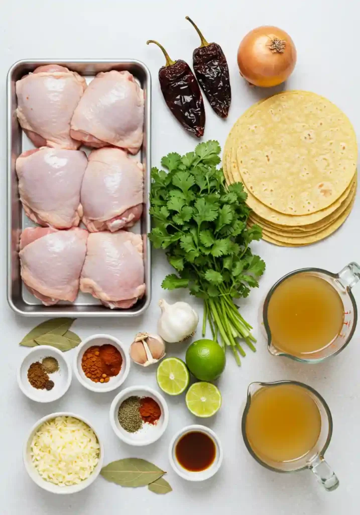 Raw ingredients for chicken birria tacos