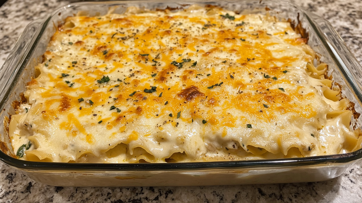 Layered Chicken Lasagna Fresh from Oven