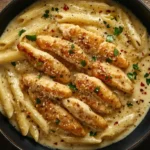 Garlic Parmesan Chicken Pasta in Rustic Bowl