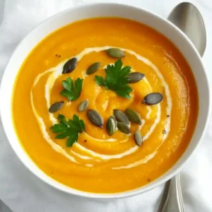 Garnished Carrot Soup Ready to Serve
