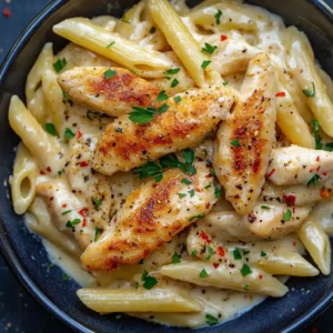 Garnished Garlic Parmesan Chicken Pasta