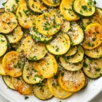 Sauteed zucchini and yellow squash in skillet