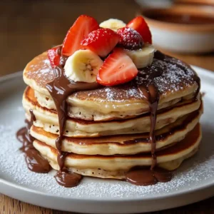 Cut-open Nutella pancake with hazelnut filling oozing out