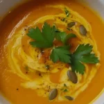 Creamy Carrot Soup with Coconut Milk Swirl