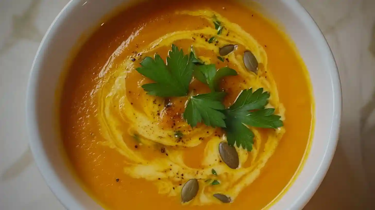 Creamy Carrot Soup with Coconut Milk Swirl