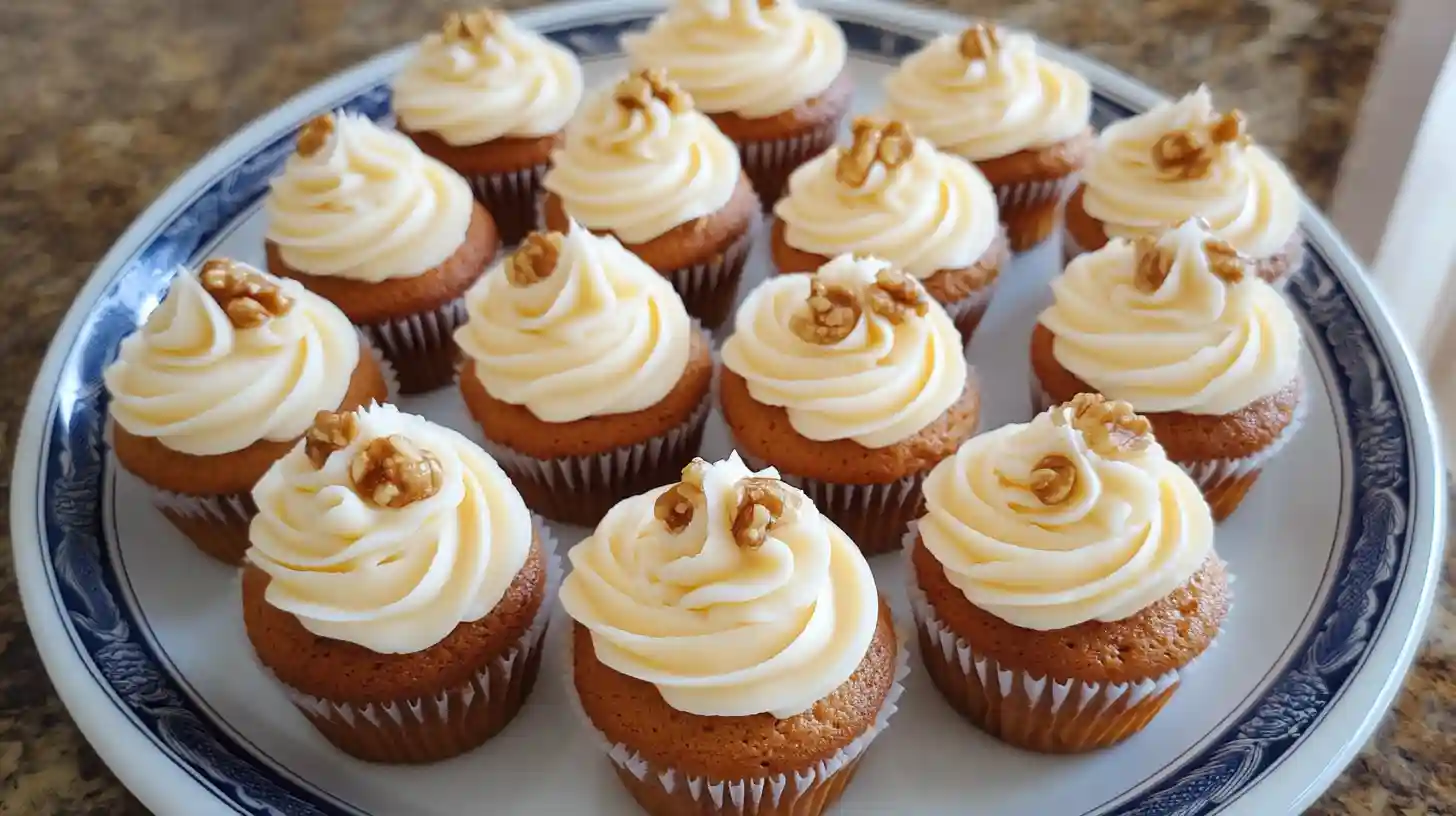 Freshly Baked Carrot Cake Cupcakes with Cream Cheese Frosting