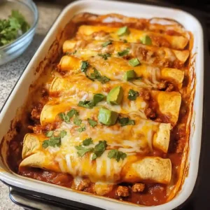 Cheesy Beef Enchiladas with Red Sauce and Fresh Herbs