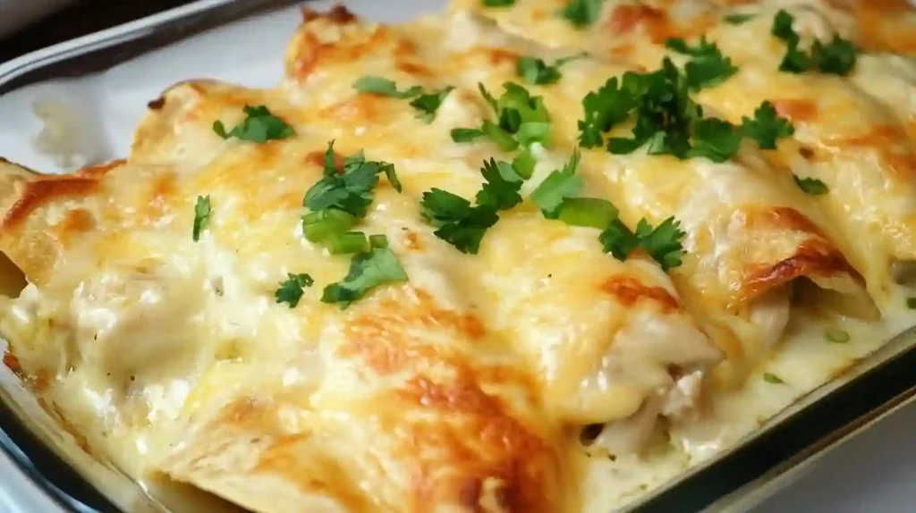 Baked White Chicken Enchiladas with Cheese