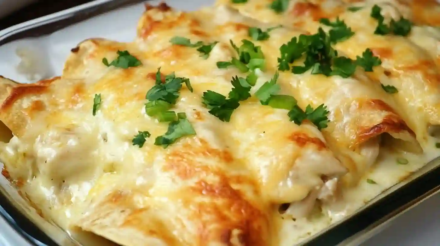 Baked White Chicken Enchiladas with Cheese