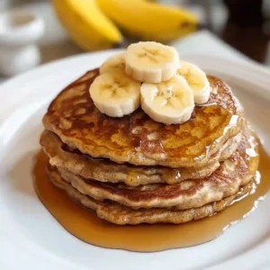 Finished Plate of Banana Oatmeal Pancakes