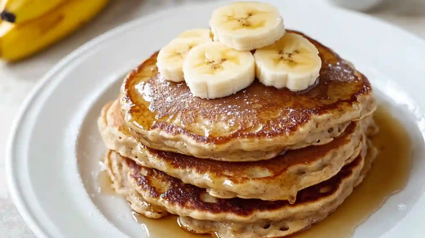 Fresh Stack of Banana Oatmeal Pancakes