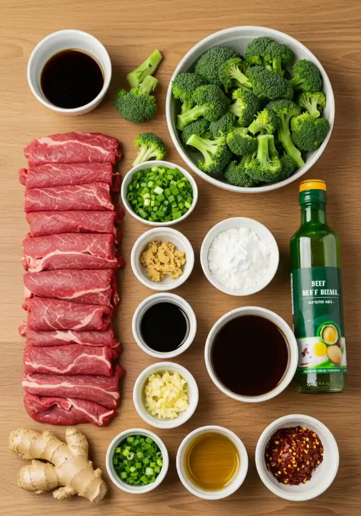 Raw Ingredients for Making Beef and Broccoli