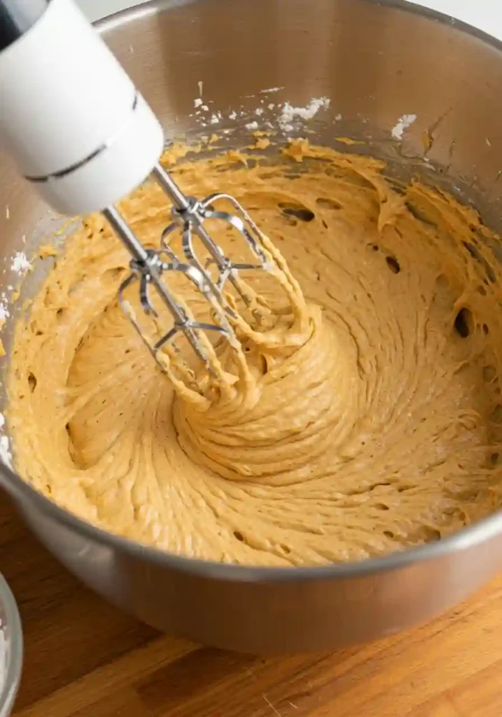 Cream cheese, pumpkin puree, and graham crumbs blended in a bowl