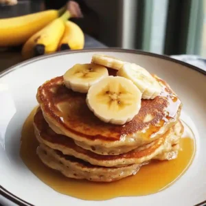 Finished gluten free banana pancakes with syrup