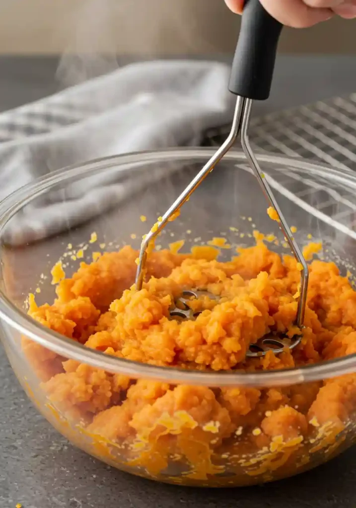Whole sweet potatoes on a baking sheet