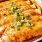 Baked Beef Enchiladas Covered in Red Enchilada Sauce