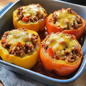A single stuffed bell pepper on a plate with garnish
