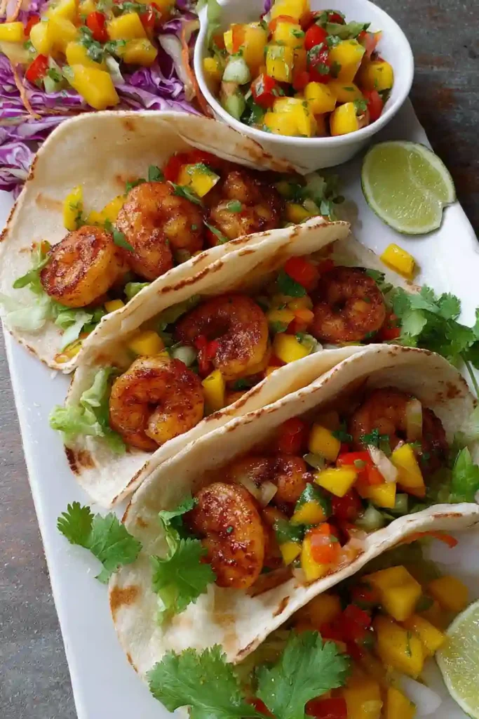 Shrimp sizzling in a skillet with chipotle marinade