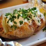 Crispy baked potatoes on the grill with golden skin and fluffy inside