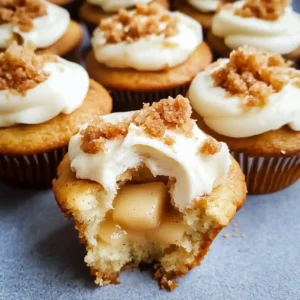 Frosted Apple Pie Cupcakes with Cinnamon and Apple Topping