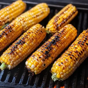 Grilled Corn On The Cob Plated with Toppings
