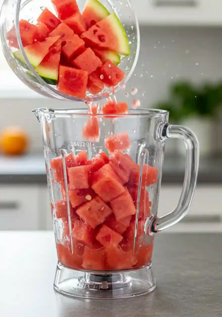 Blended Watermelon in Blender for Easy Watermelon Drink