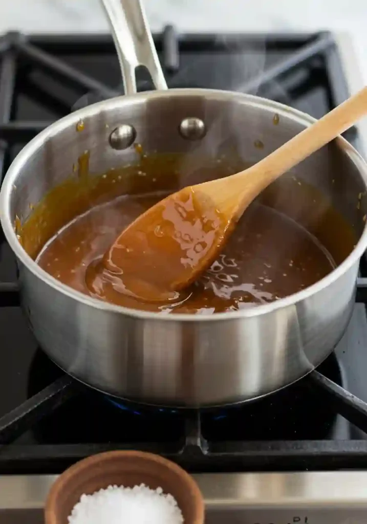 Melted Caramel Sauce in a Bowl Ready for Dipping Apples