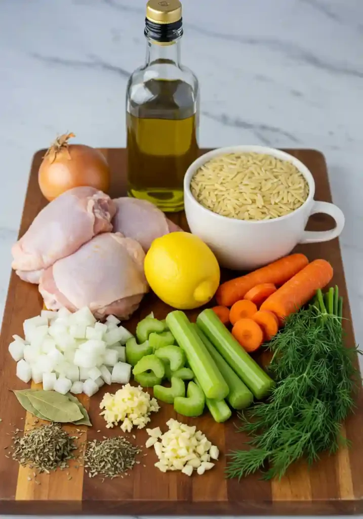 Fresh Ingredients for Healthy Lemon Chicken Orzo Soup