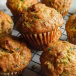 Golden brown carrot zucchini muffins on white plate with visible carrot and zucchini flecks, perfect healthy breakfast