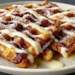 Cinnamon Roll Waffles with Cream Cheese Drizzle