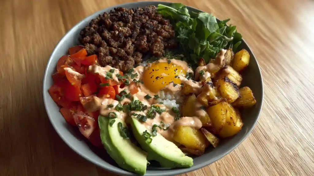 Easy High-Protein Burger Bowl Recipe