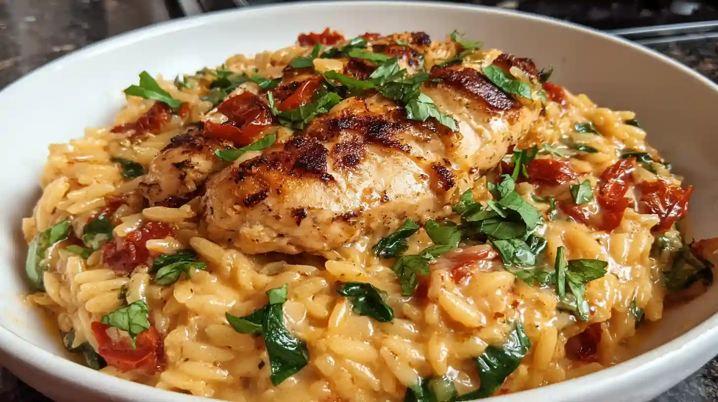 Easy Sun Dried Tomato Chicken Orzo Recipe