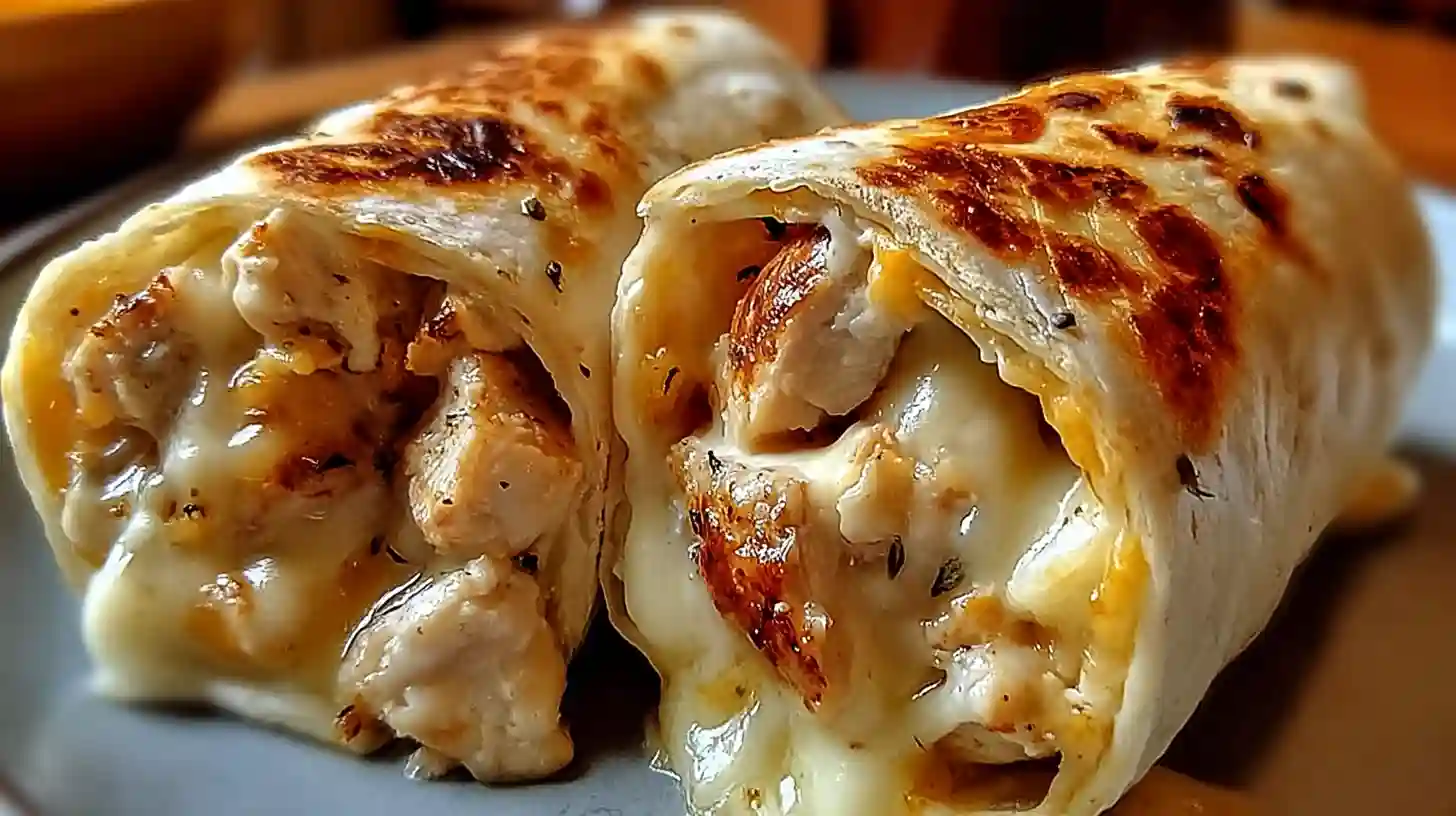 Cheesy Garlic Chicken Wraps Recipe