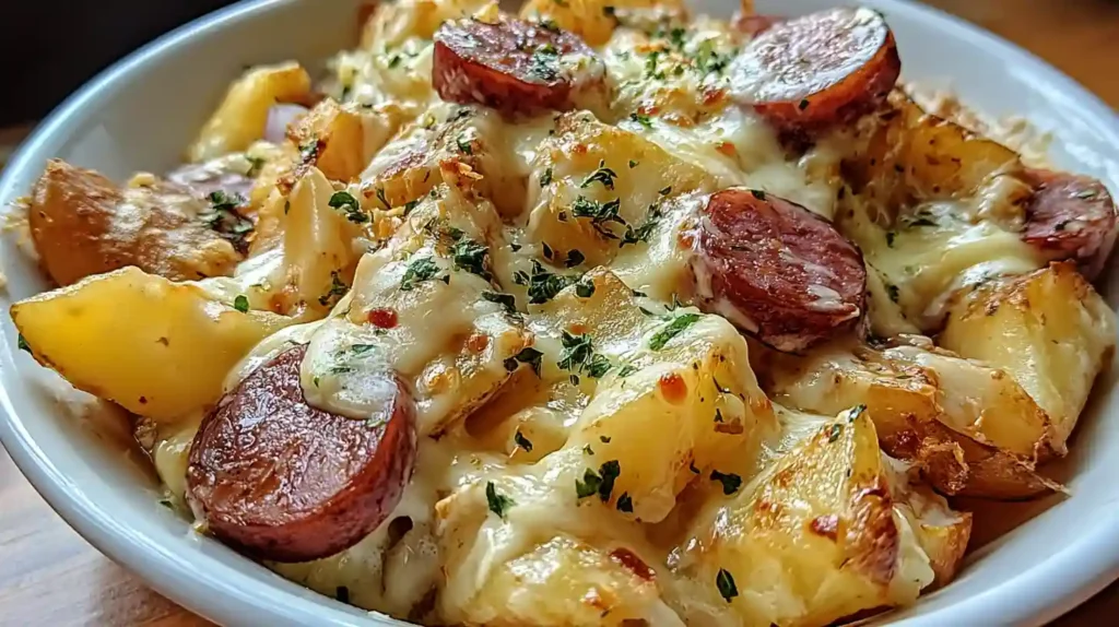 Cheesy Ranch Potatoes and Smoked Sausage
