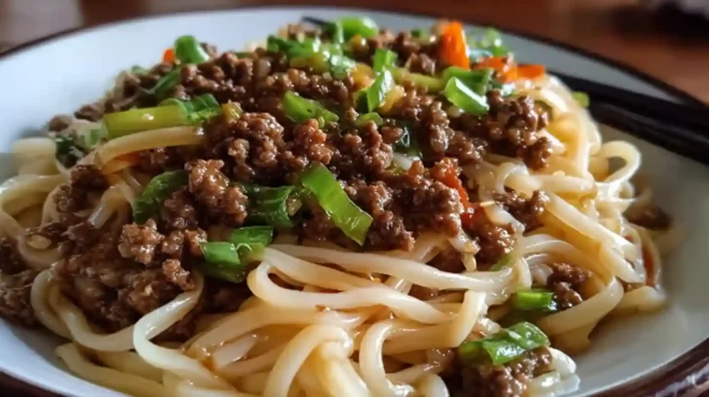 Mongolian Ground Beef Noodles Recipe