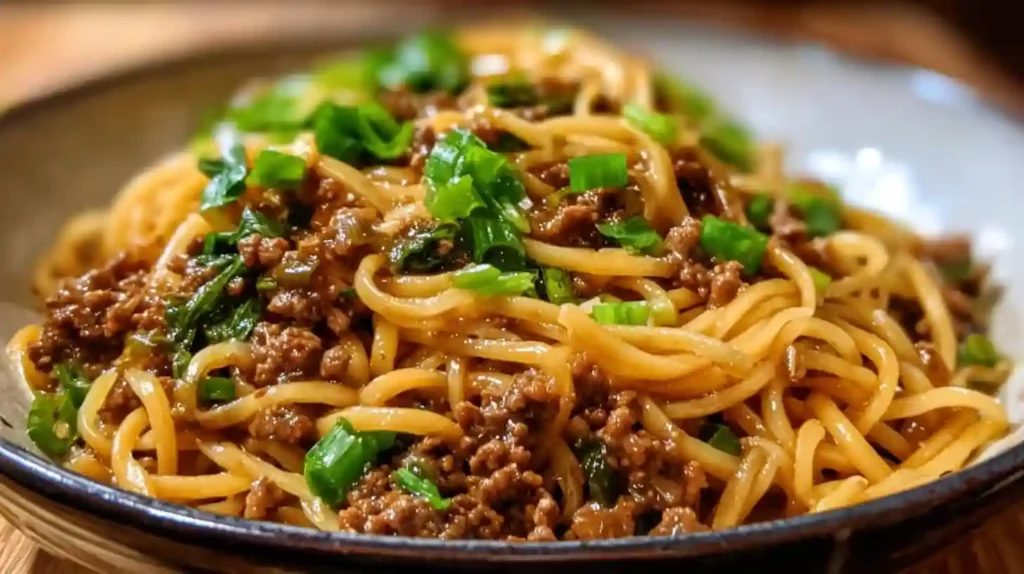 Mongolian Ground Beef Noodles Recipe