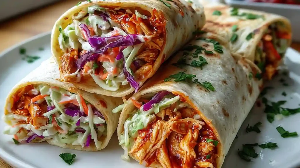 BBQ Chicken Coleslaw Wraps